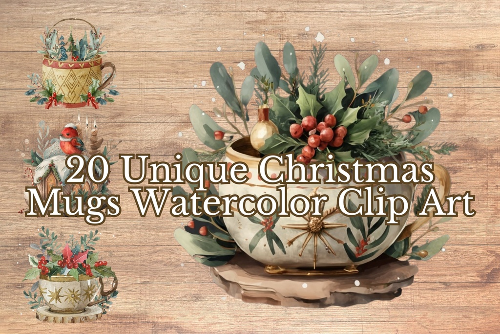 20 Watercolor Christmas Decorated Mugs